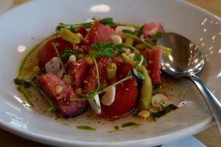 "Here's some tomatoes and pickled shit"