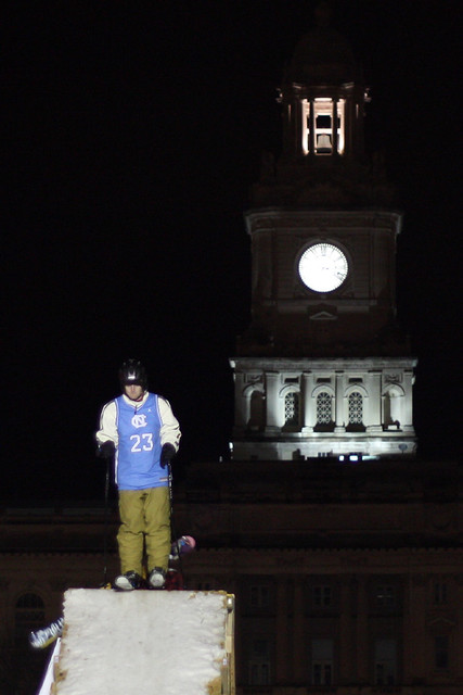 Skier and the Courthouse