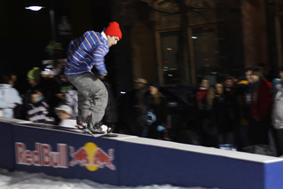 Snowboarding - Grinding the Red Bull Box