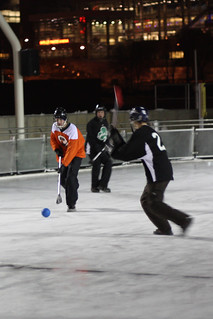 Broomball - Ice Monkeys bringing it up