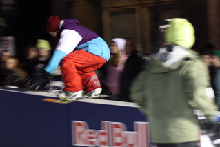 Snowboarding - Backslide Boardslide across the Red Bull Box