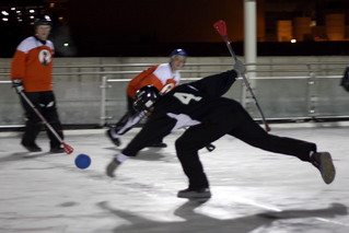 Broomball - Chad stretching out