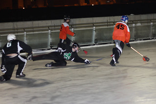 Broomball - Marcus laying out