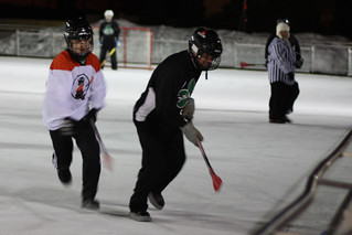 Broomball - Chad after the ball