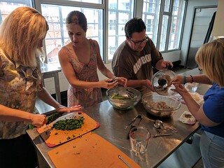 Our team preparing some dim sum ingredients
