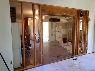 This will be the new opening to the kitchen... We've got a lot of wires to move!