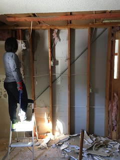 Welp... that strapping certainly puts a bit of a damper on our latest kitchen design.