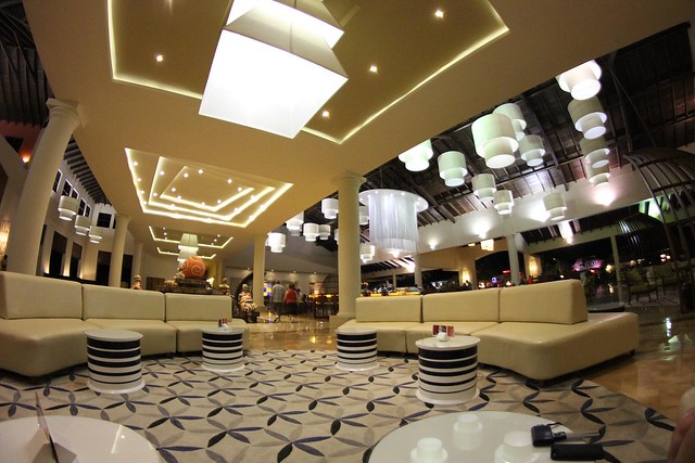 Chilling in the Ocean Blue lobby