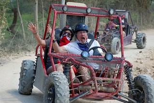 Cruising down some rough dirt roads to the cave