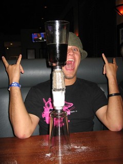 Balancing - empty glass, salt, pepper, and my beer