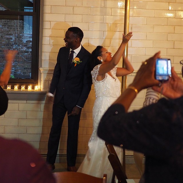 Drea slid down that pole so fast that my photo of her was just a straight white blur, lol