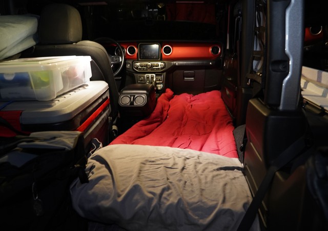 Sleeping arrangements in my 2-door wrangler camper
