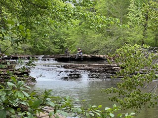 Steves chilling on the cascading waterfall