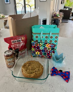 Kari takes birthdays seriously. Even dog birthdays. She straight up baked him a dog cake.