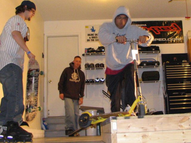 Nathan grinding the scooter