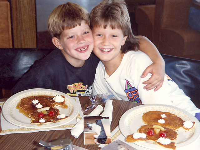 CJ and I with our birthday pancakes