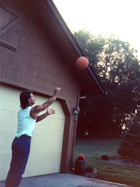 Dad playing basketball