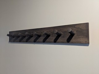 When you're impatient with the oil-based stain, you get a super blotchy coat rack.