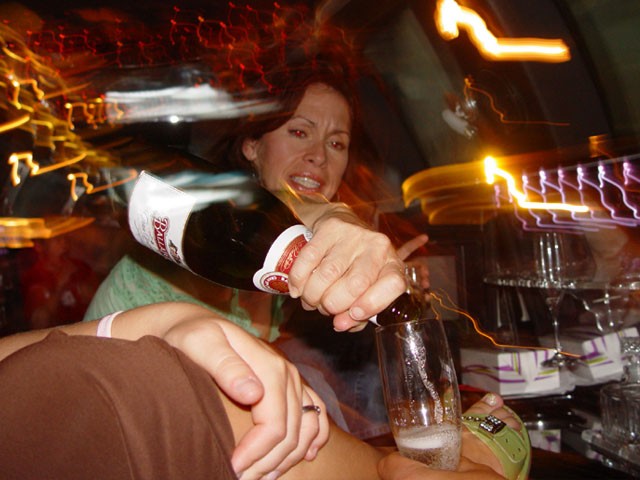 Vicki pouring out some Champagne