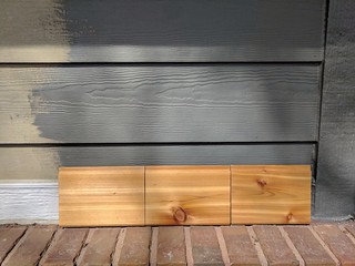 Cedar on brick