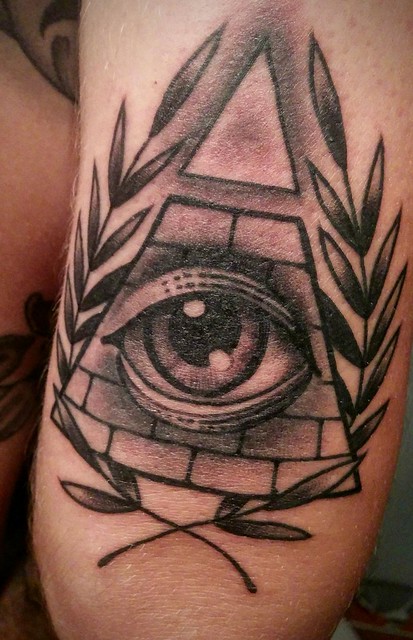 Fresh eye of providence tattoo. Can't wait to see it healed.
