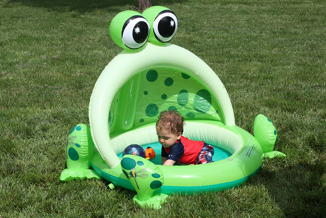 Elias in his frog pool