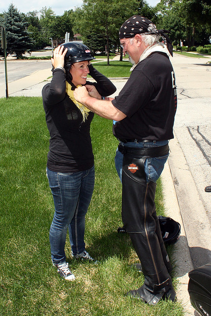 Gettin fixed up to ride the Harley home