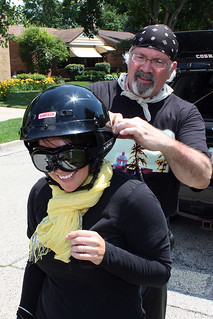 Gettin fixed up to ride the Harley home