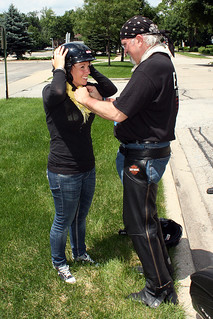 Gettin fixed up to ride the Harley home