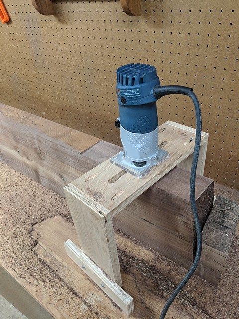 My jointer wasn't quite big enough, so I made a little sled for my palm router to square things up