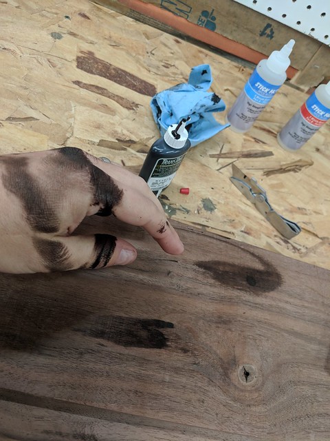 I immediately spilled dye everywhere. It took a long time for this to come off of my hand.