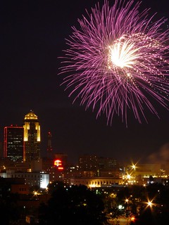 Skyline - Fireworks and the Des Moines Skyline