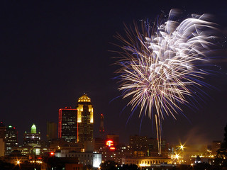 Skyline - Fireworks and the Des Moines Skyline