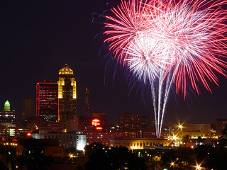Skyline - Fireworks and the Des Moines Skyline