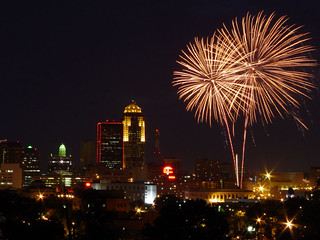 Skyline - Fireworks and the Des Moines Skyline