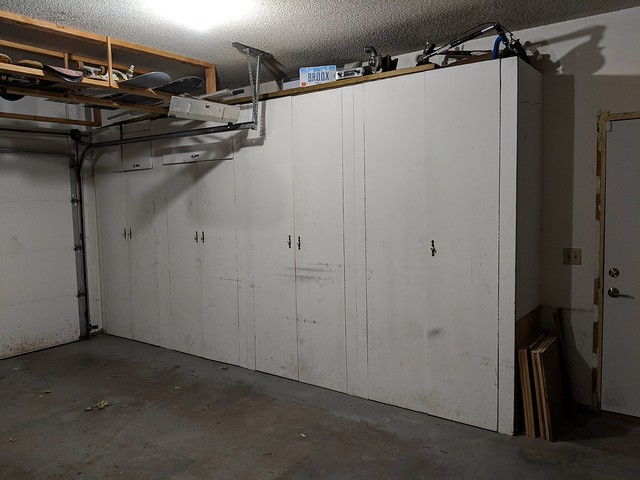 The old garage cabinets offered a lot of storage, but we really didn't need most of it after we added the garden shed.