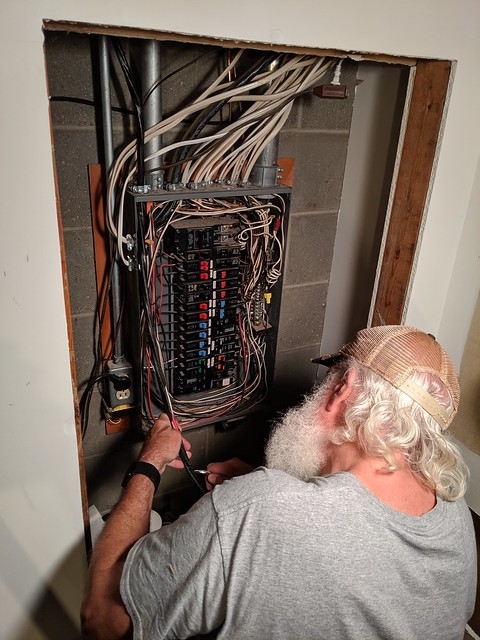 Jeff helps me wire up the garage with a 50-amp service to accommodate an electric vehicle