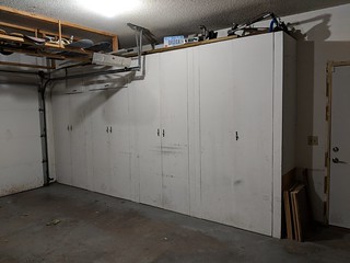 The old garage cabinets offered a lot of storage, but we really didn't need most of it after we added the garden shed.