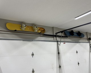 Snowboarding - Hung the snowboards above the garage door