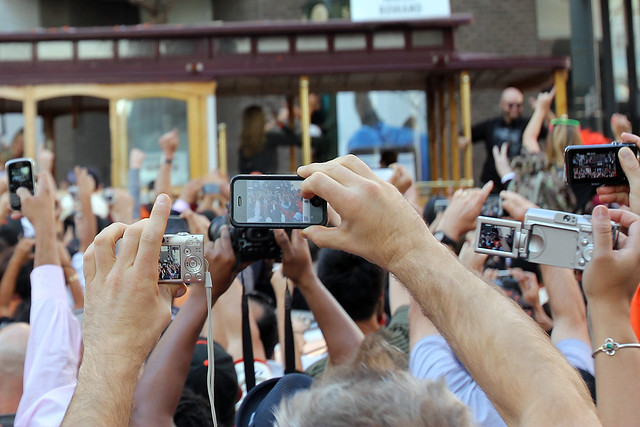 Taking photos of the parade