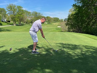 Ben McDougal - Ben lines up on hole 16