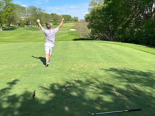 Ben McDougal - I just dropped my club in disbelief. Ben kicks off the celebration.