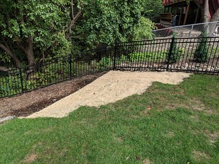 Thickening up the lawn on the side hill