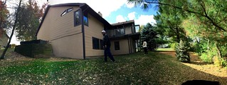 The North West side of the back yard. Excuse the terrible panorama attempt.