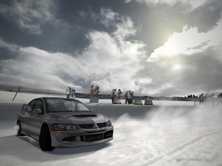 Tech - Sliding around a corner in the snow with an Evo