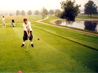 Waiting at the Ladies Tees. We were hidden enough for me to hit a ball real quick.