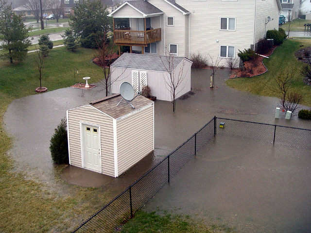 The neighbors' flooded sheds