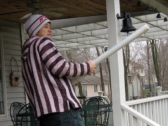 Roman shooting the potato gun