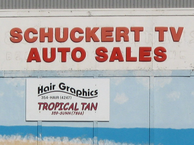 Schuckert TV/Auto Sales, Hair Graphics, and Tropical Tan