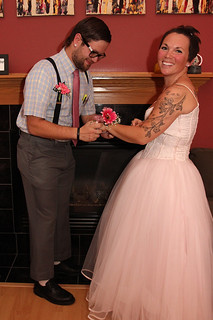 Dress Up - Putting on Kari's corsage